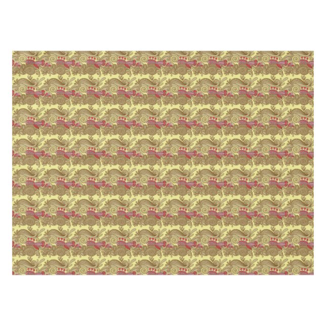 Pattern With Fish And Wave Tablecloth (Front (Horizontal))