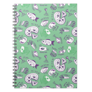 Pattern with Food Spiral Notebook