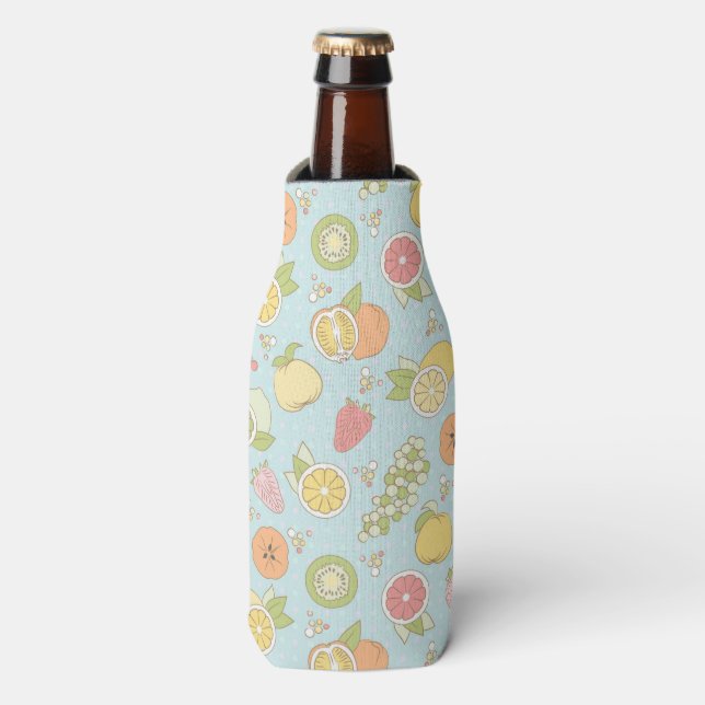 Pattern With Fruits And Berries Bottle Cooler (Bottle Front)