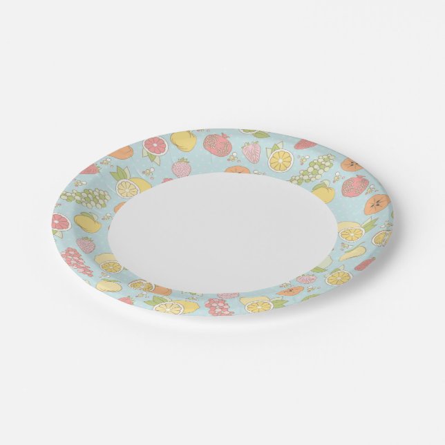 Pattern With Fruits And Berries Paper Plate (Angled)