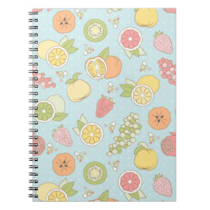 Pattern With Fruits And Berries Spiral Notebook
