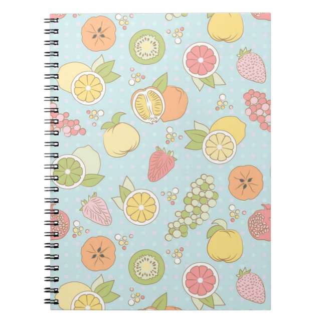 Pattern With Fruits And Berries Spiral Notebook (Front)