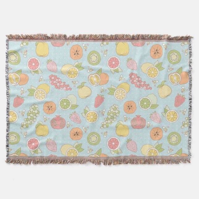Pattern With Fruits And Berries Throw Blanket (Front)