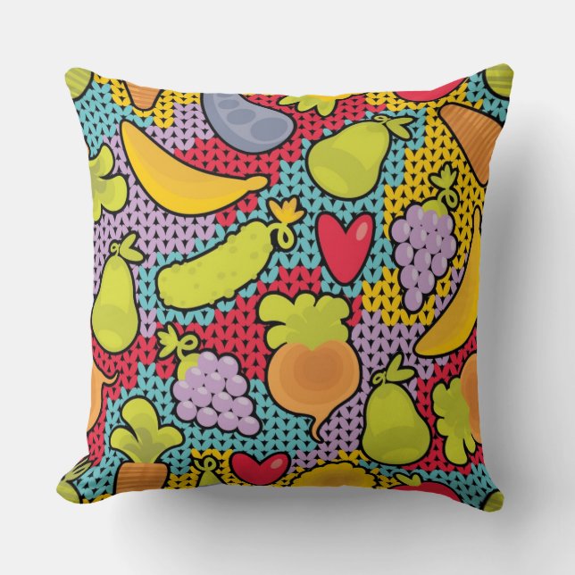 Pattern with fruits and vegetables cushion (Front)