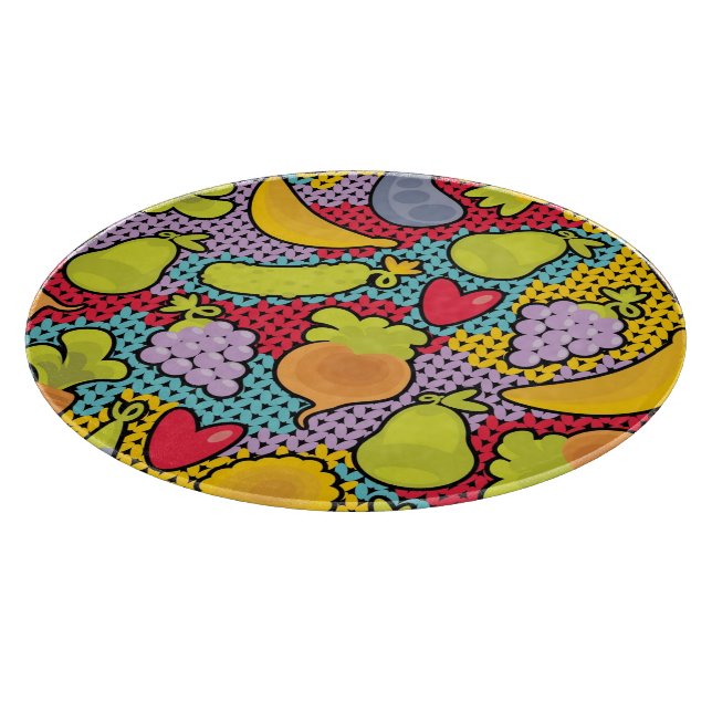 Pattern with fruits and vegetables cutting board (Corner)