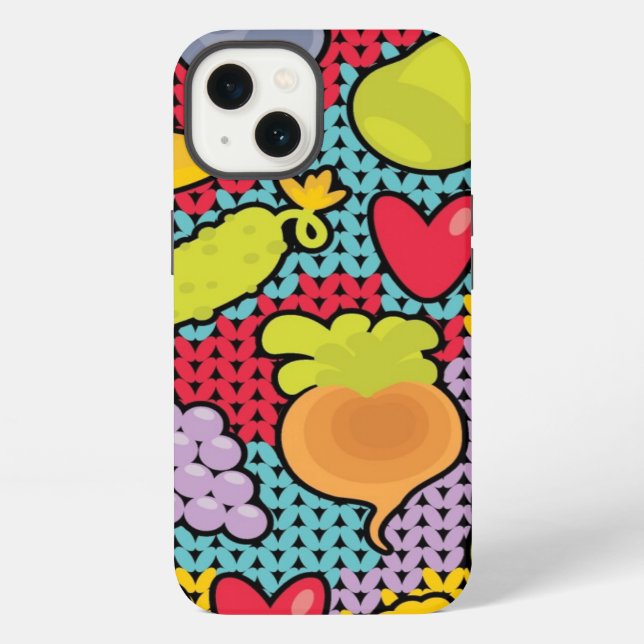 Pattern with fruits and vegetables iPhone case (Back)