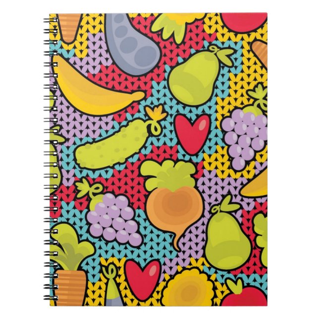 Pattern with fruits and vegetables notebook (Front)