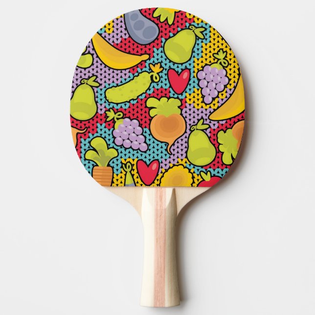 Pattern with fruits and vegetables ping pong paddle (Front)