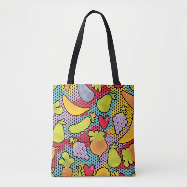 Pattern with fruits and vegetables tote bag (Front)