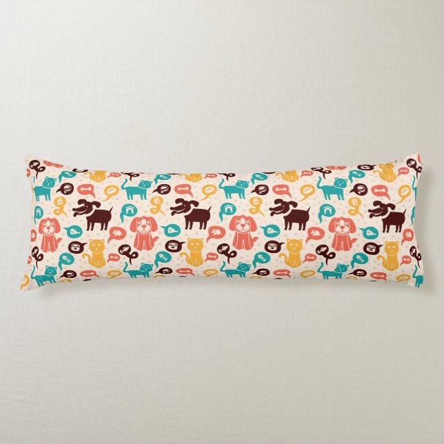 Pattern With Funny Cats And Dogs Body Cushion (Front)