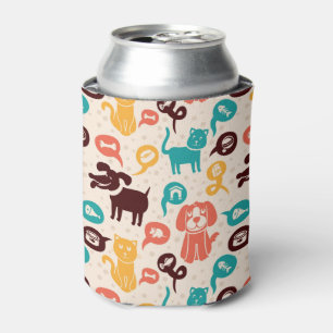 Pattern With Funny Cats And Dogs Can Cooler