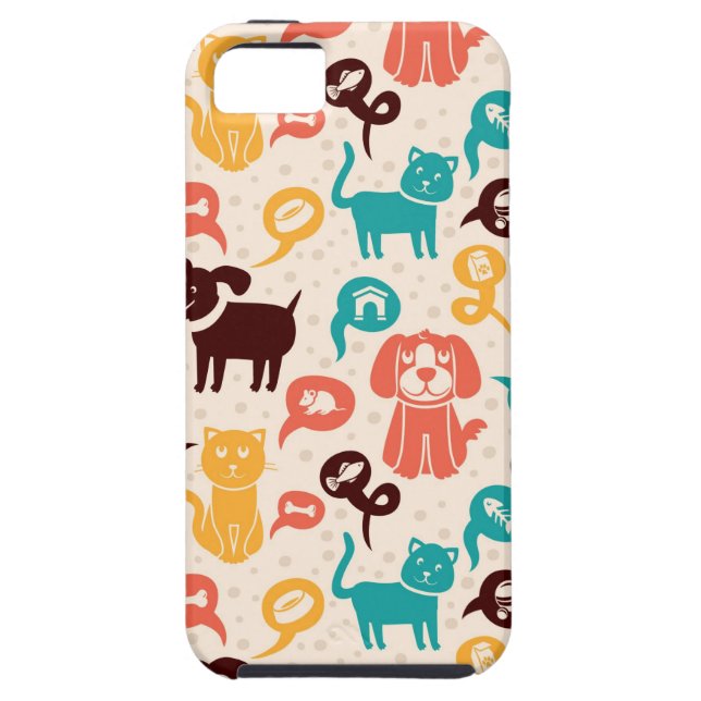 Pattern With Funny Cats And Dogs Case-Mate iPhone Case (Back)