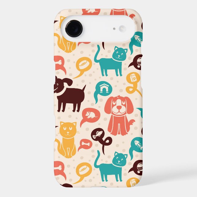 Pattern With Funny Cats And Dogs Case-Mate iPhone Case (Back)