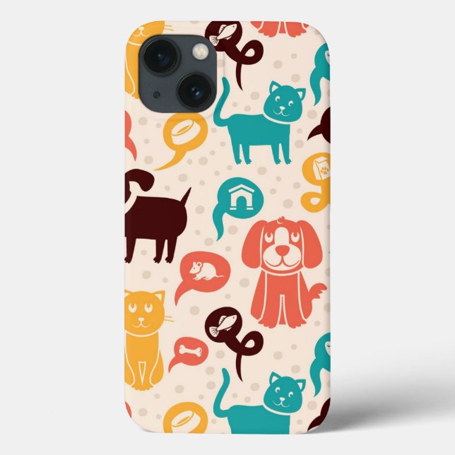 Pattern With Funny Cats And Dogs Case-Mate iPhone Case (Back)