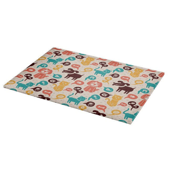 Pattern With Funny Cats And Dogs Cutting Board (Corner)
