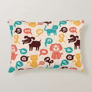 Pattern With Funny Cats And Dogs Decorative Cushion