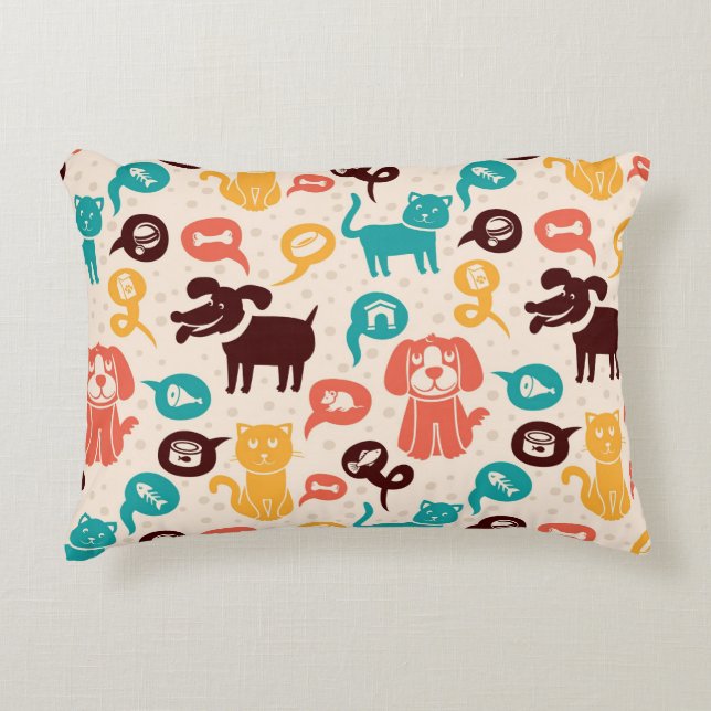 Pattern With Funny Cats And Dogs Decorative Cushion (Front)