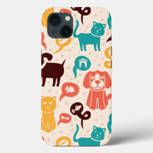 Pattern With Funny Cats And Dogs iPhone 13 Case
