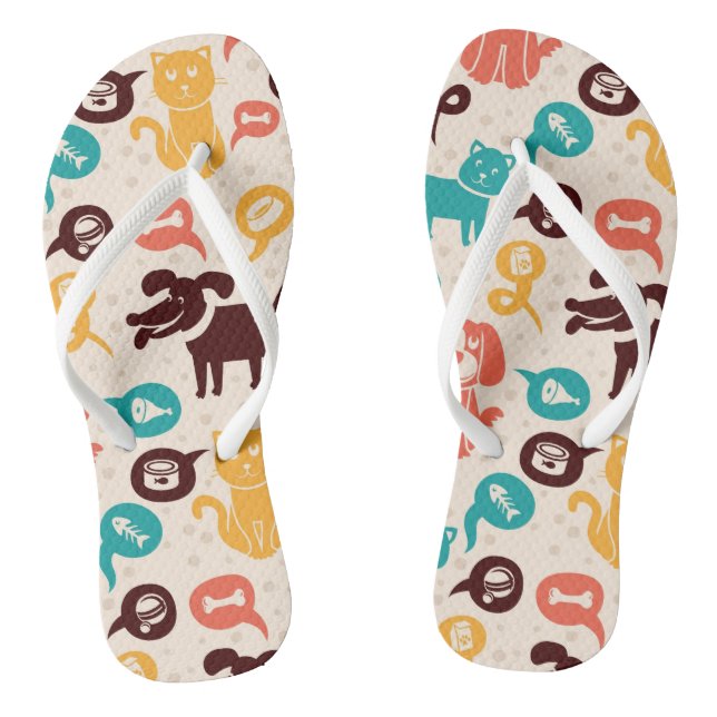 Pattern With Funny Cats And Dogs Jandals (Footbed)