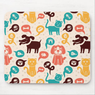 Pattern With Funny Cats And Dogs Mouse Pad