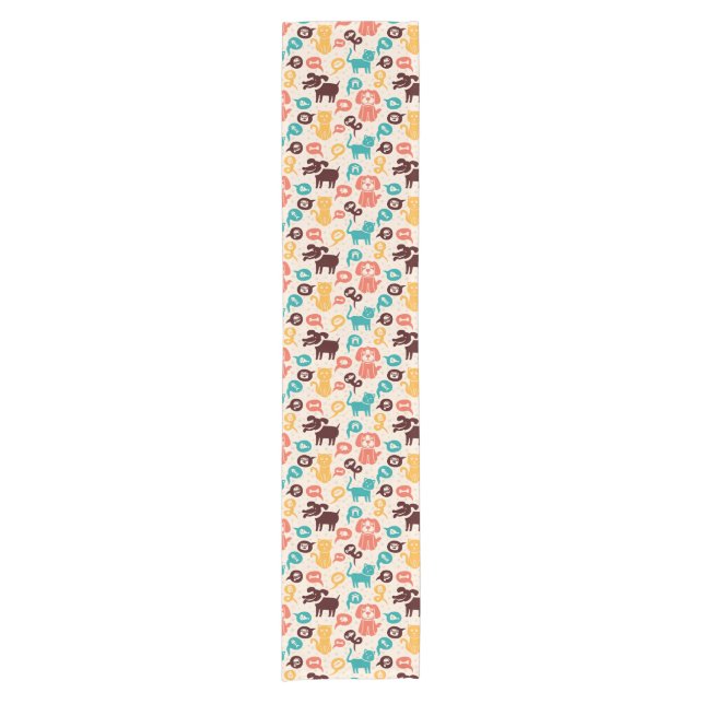 Pattern With Funny Cats And Dogs Short Table Runner (Front)