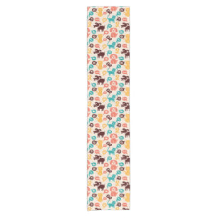 Pattern With Funny Cats And Dogs Short Table Runner