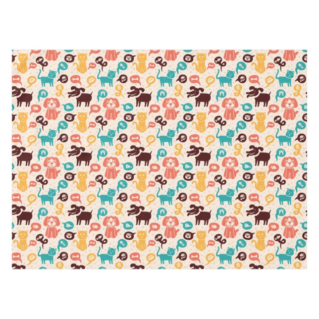 Pattern With Funny Cats And Dogs Tablecloth (Front (Horizontal))