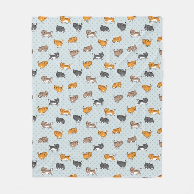 pattern with funny cats fleece blanket (Front)