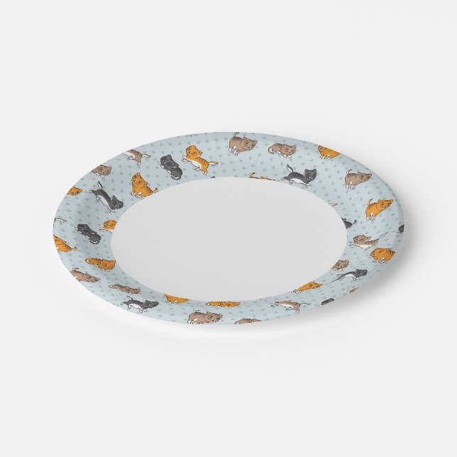 pattern with funny cats paper plate (Angled)