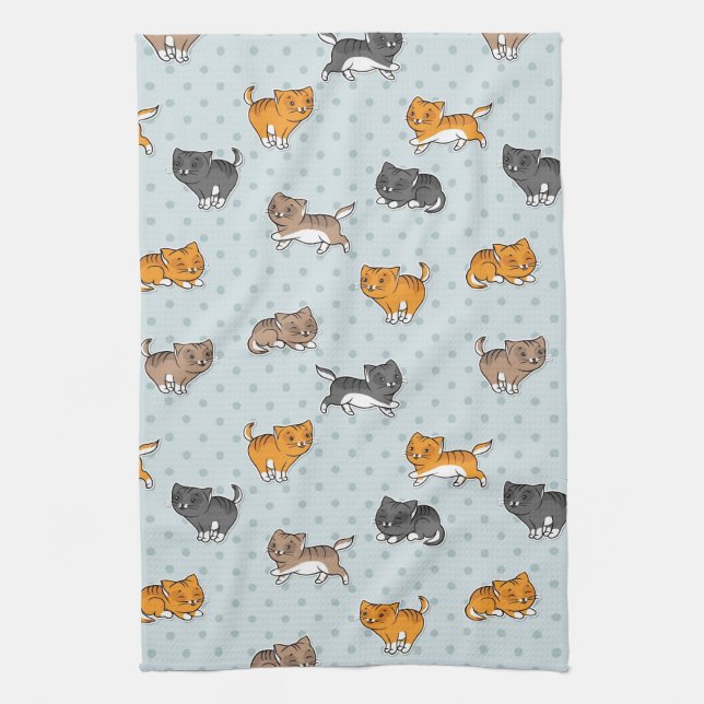 pattern with funny cats tea towel (Vertical)