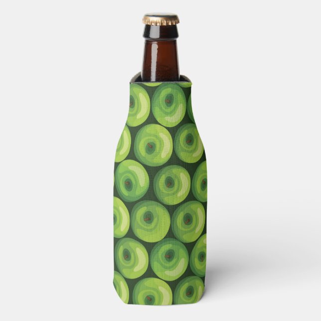 Pattern with Green Apples Bottle Cooler (Bottle Front)