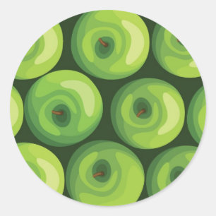 Pattern with Green Apples Classic Round Sticker