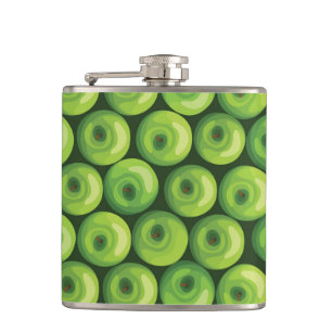 Pattern with Green Apples Hip Flask