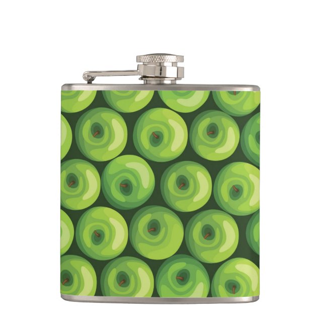 Pattern with Green Apples Hip Flask (Front)
