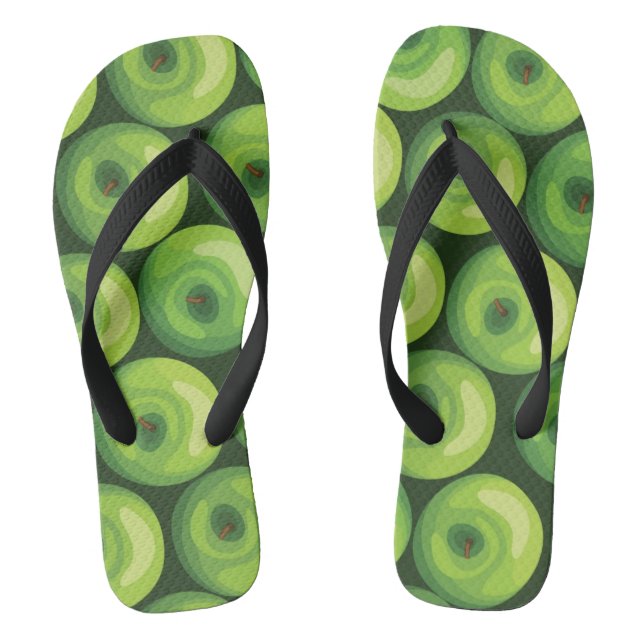 Pattern with Green Apples Jandals (Footbed)