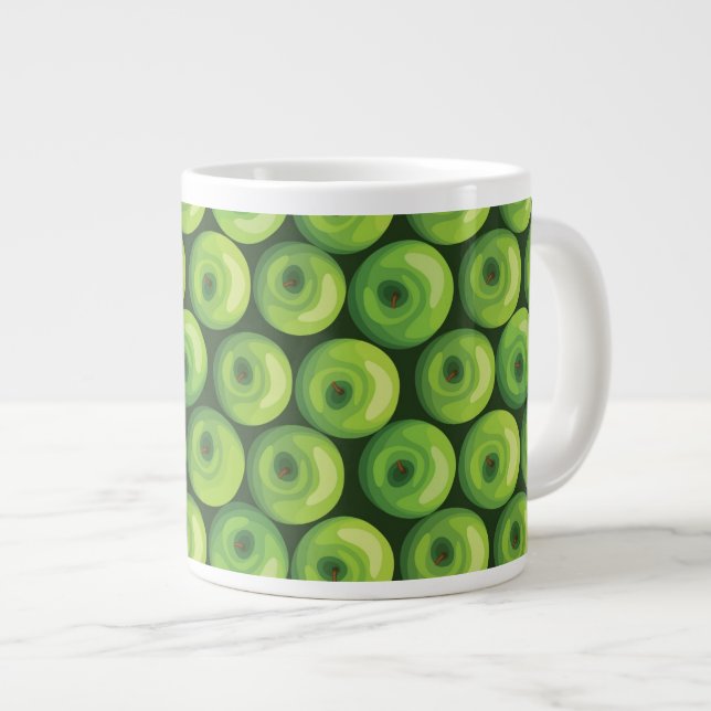 Pattern with Green Apples Large Coffee Mug (Front Right)