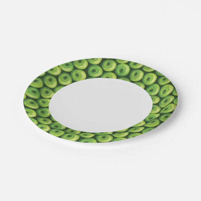 Pattern with Green Apples Paper Plate (Angled)