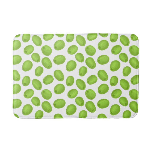 Pattern with  green olives bath mat (Front)