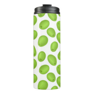 Pattern with  green olives thermal tumbler