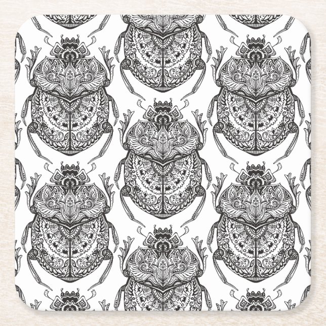 Pattern With Hand Doodle Square Paper Coaster (Front)