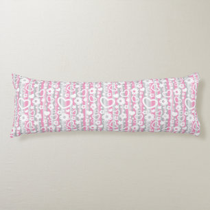 Pattern with Hearts and Flowers Body Cushion