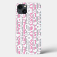 Pattern with Hearts and Flowers