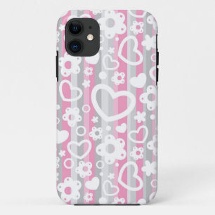 Pattern with Hearts and Flowers Case-Mate iPhone Case
