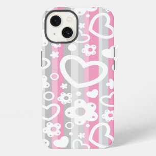 Pattern with Hearts and Flowers iPhone 13 Case