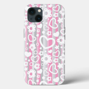 Pattern with Hearts and Flowers iPhone 13 Case