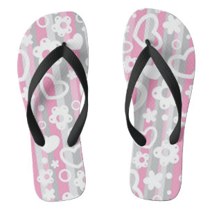 Pattern with Hearts and Flowers Jandals