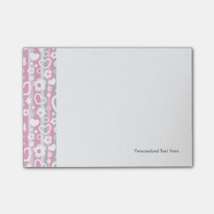 Pattern with Hearts and Flowers Post-it Notes