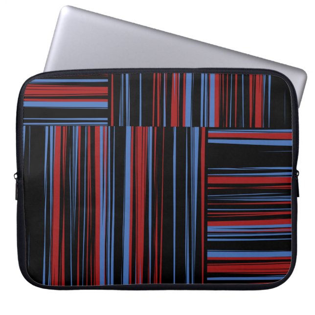 Pattern with horizontal and vertical coloured band laptop sleeve (Front)
