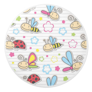 pattern with insects ceramic knob
