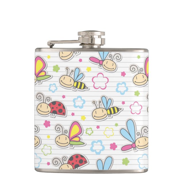 pattern with insects hip flask (Front)